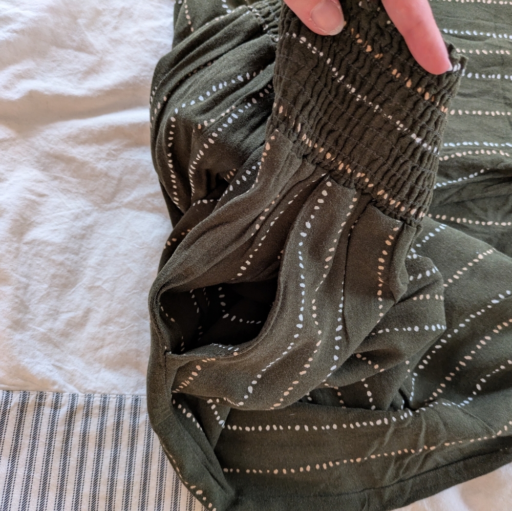 Sozy Charlie Wide Leg Pants in Olive with Stripes - Picture 6 of 10